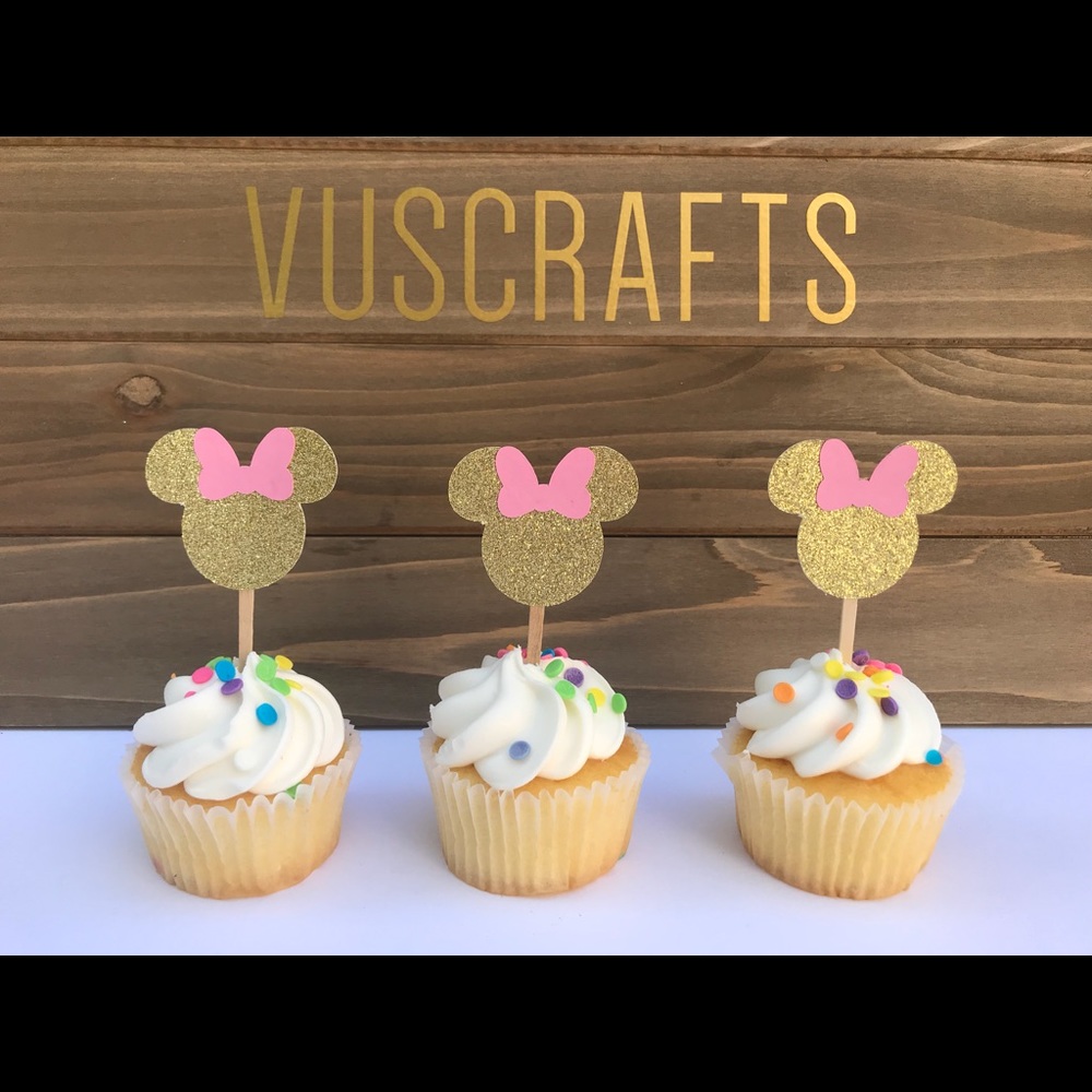 12 Minnie Mouse Cupcake Toppers